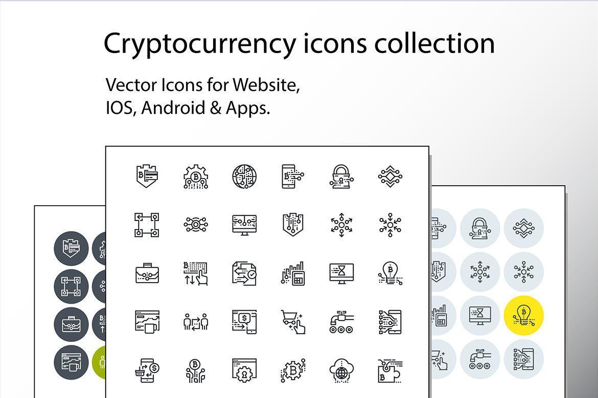 conjunto de iconos de criptomonedas de línea delgada vector