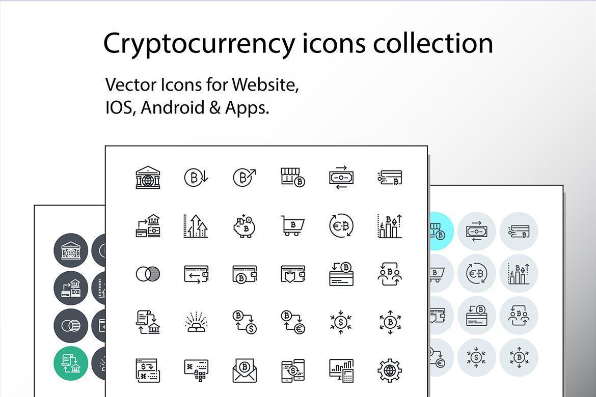 conjunto de iconos de criptomonedas de línea delgada vector