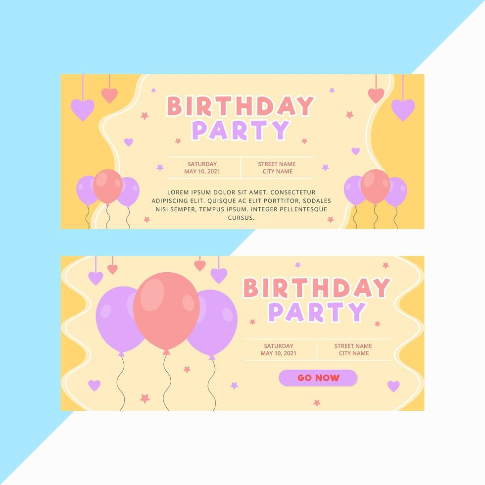 Modern Birthday Party Banners. Birthday Party Invitation Banner Collection. vector