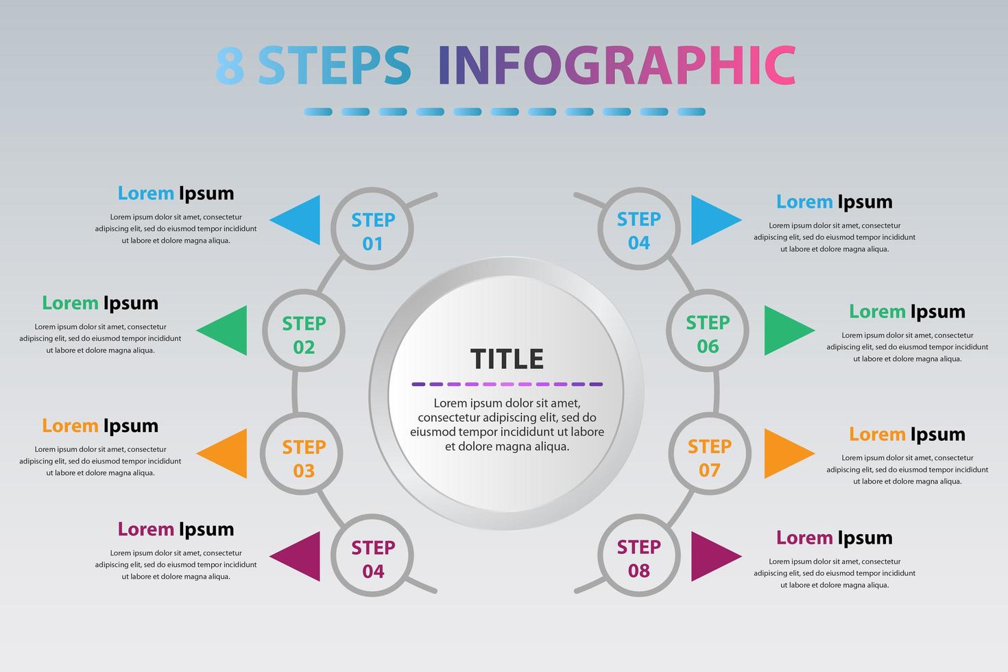 Modern Circle Infographics With Eight Steps. Circle Infographic Template With 8 Options. vector