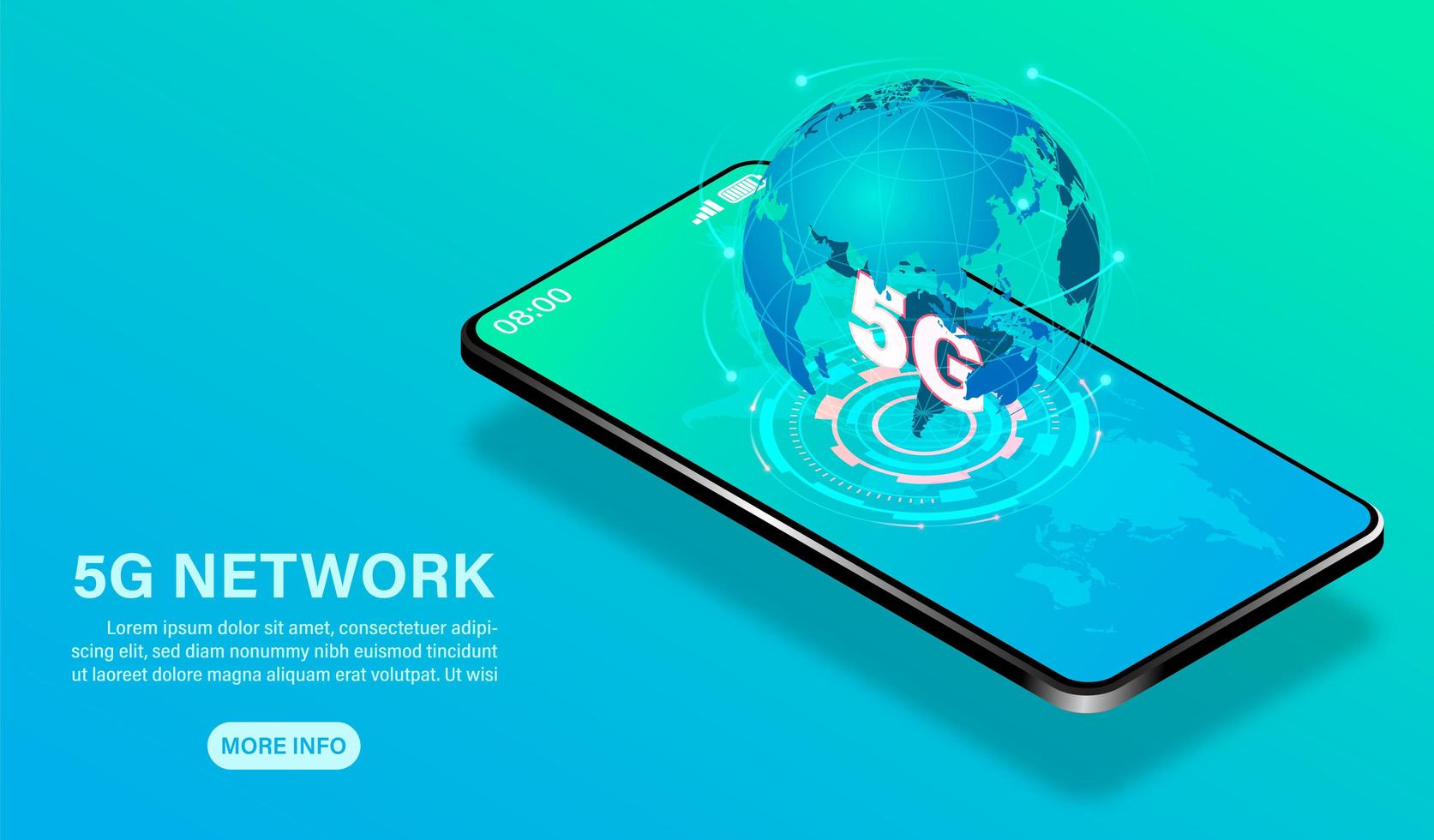 5G  internet network technology banner with smartphone vector