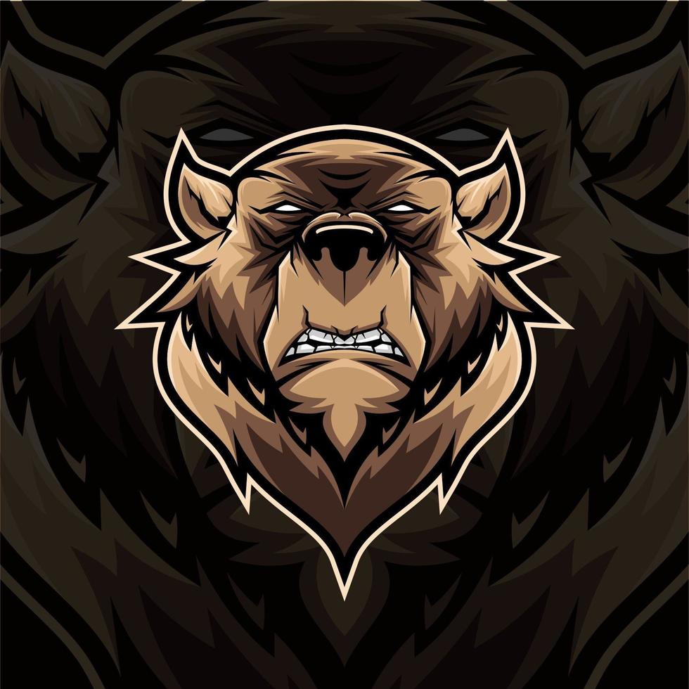 Bear mascot design on black background vector
