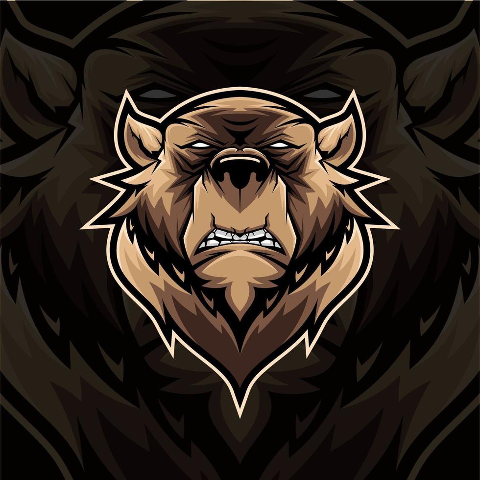 Bear mascot design on black background vector