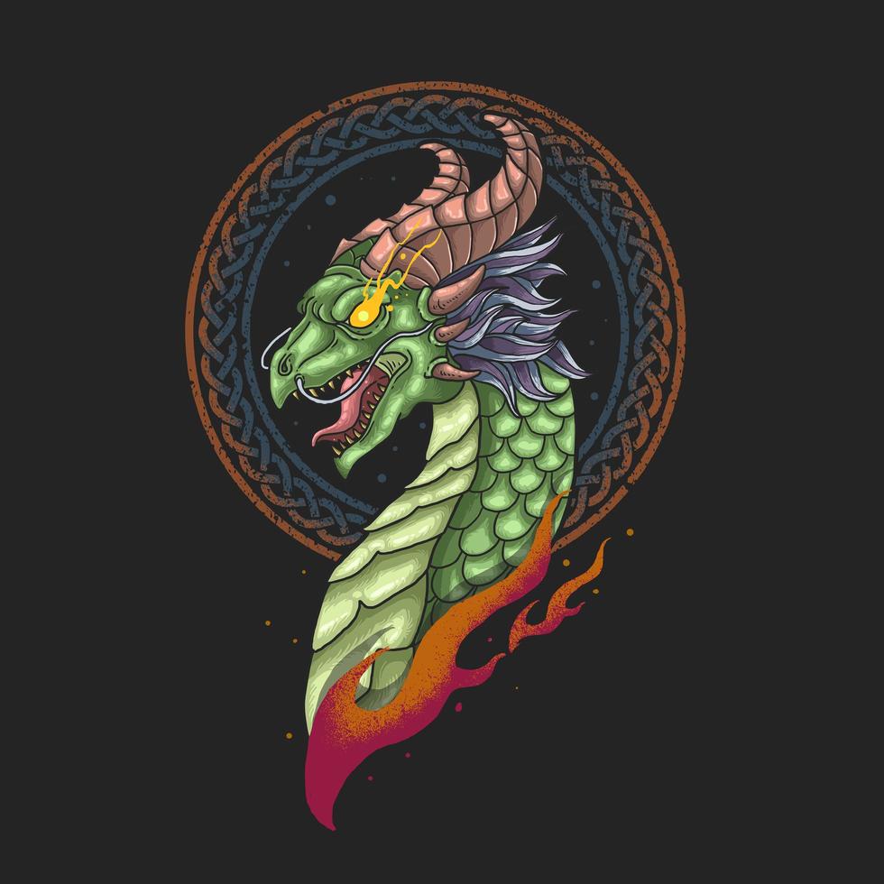 dragon head nordic viking illustration vector