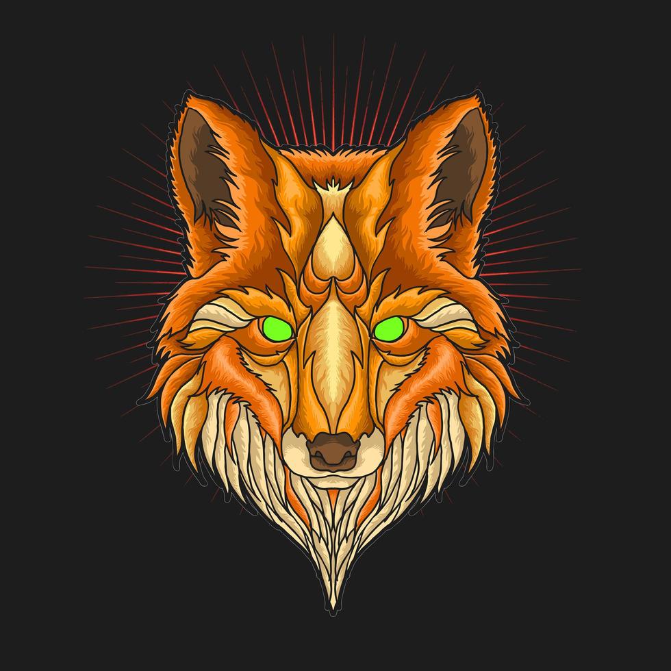 fox head ornament illustration vector