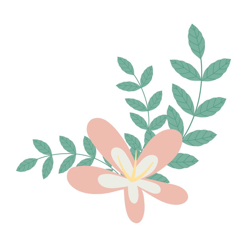 flower branch leaves foliage isolated icon style vector