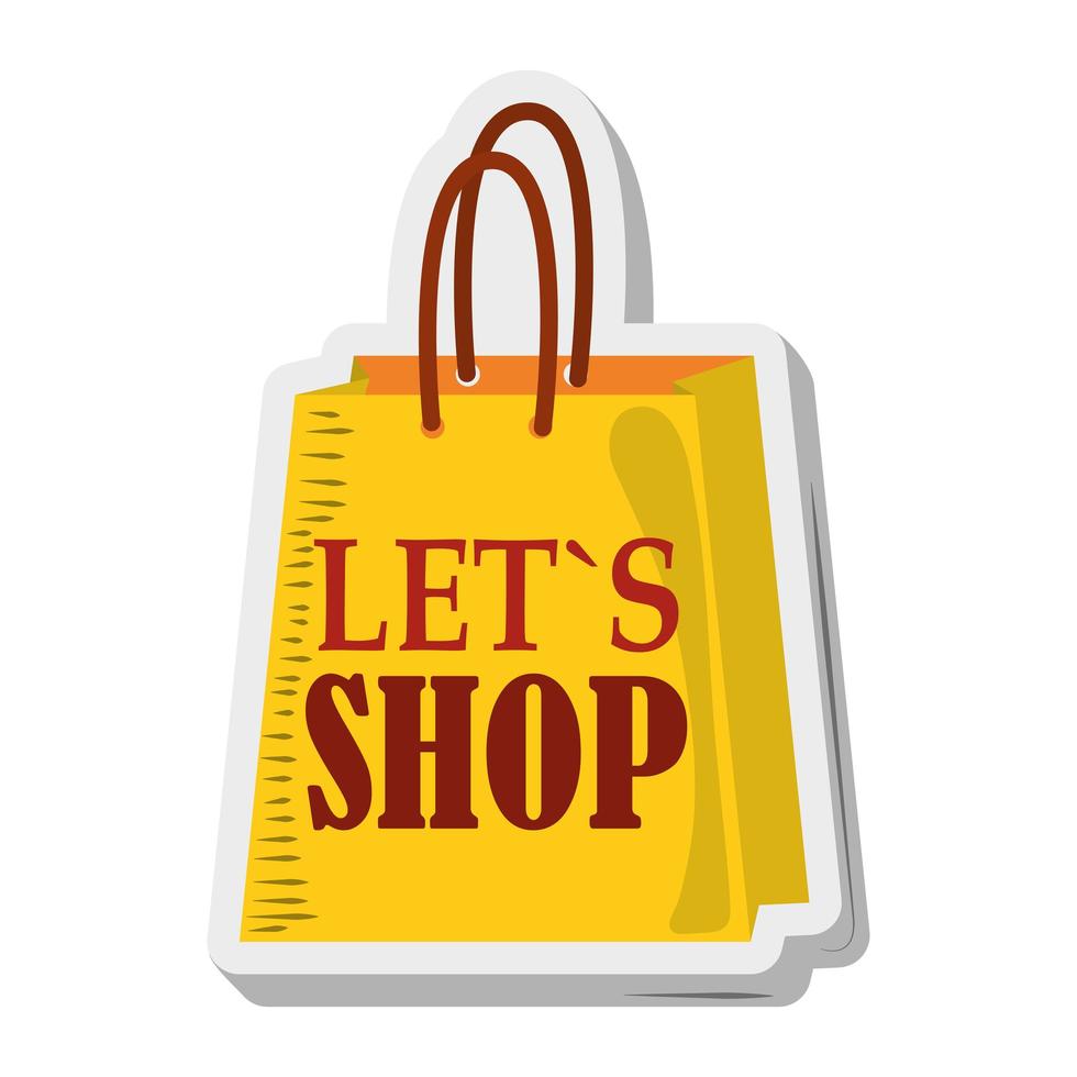bag lets shop sticker funny cartoon design vector