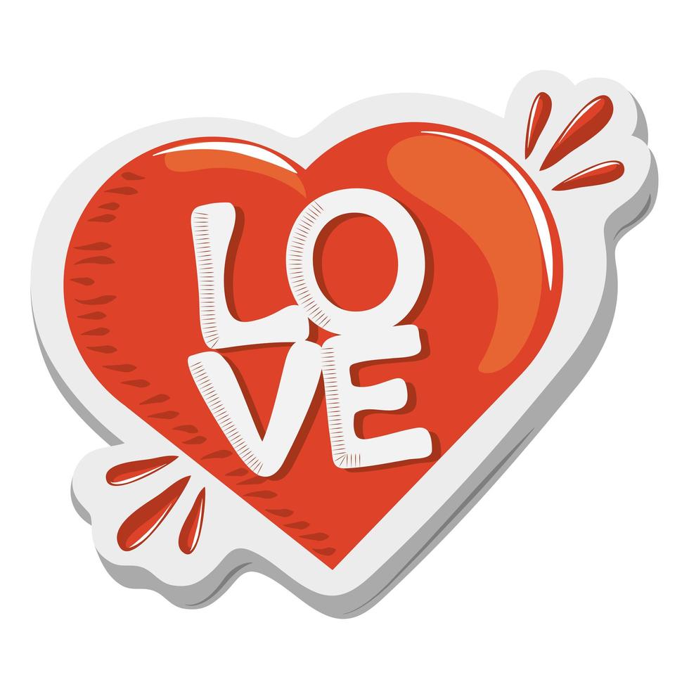 sticker love heart romantic funny cartoon design vector