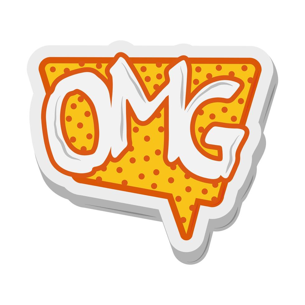 omg speech bubble comic sticker cartoon design vector