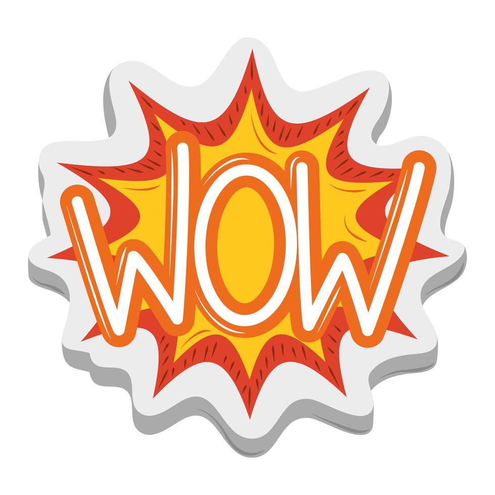 wow explosion comic sticker funny cartoon design vector