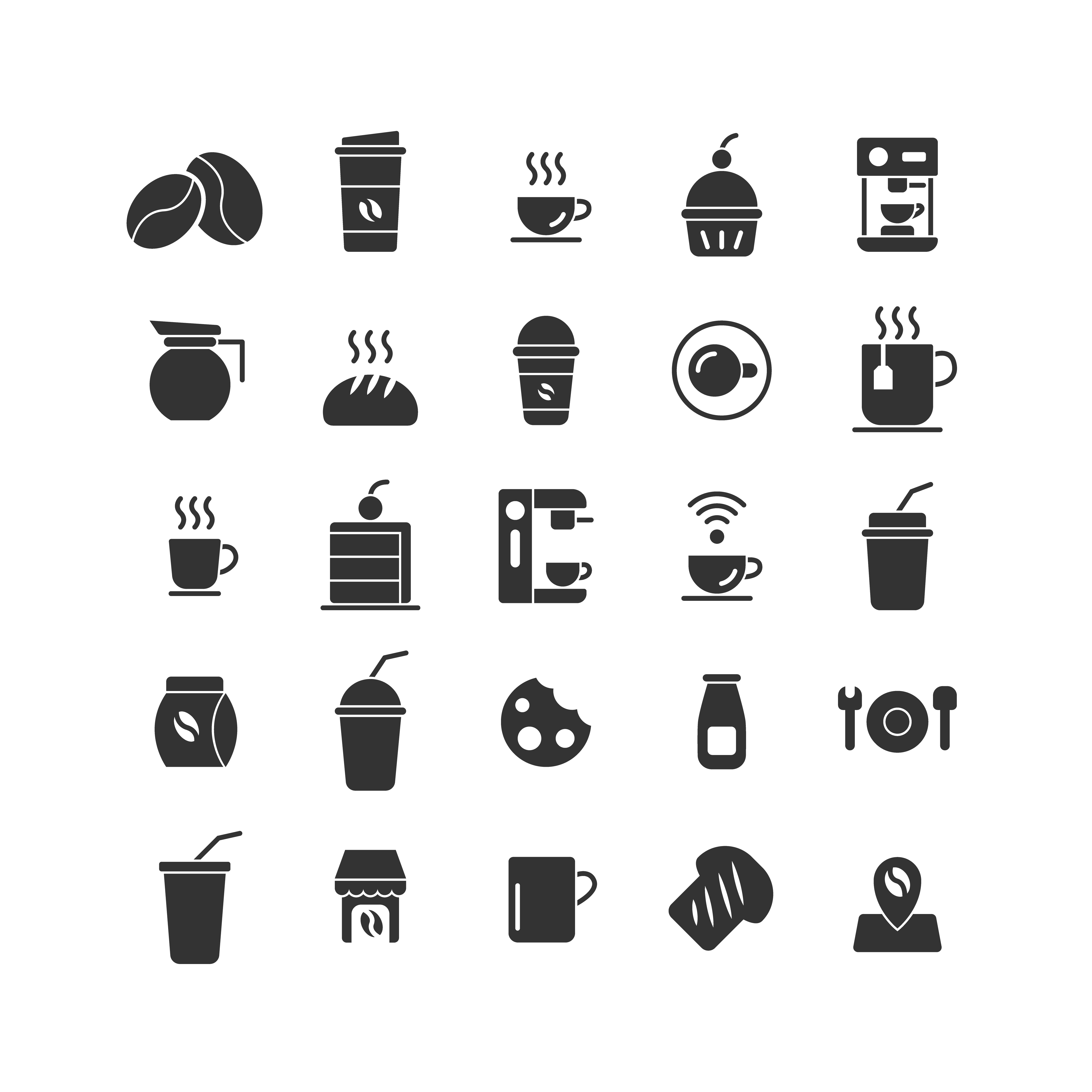 Coffee Shop solid icon set. Vector and Illustration. 1868360 Vector Art