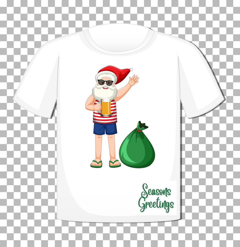 Santa Claus cartoon character on t-shirt vector