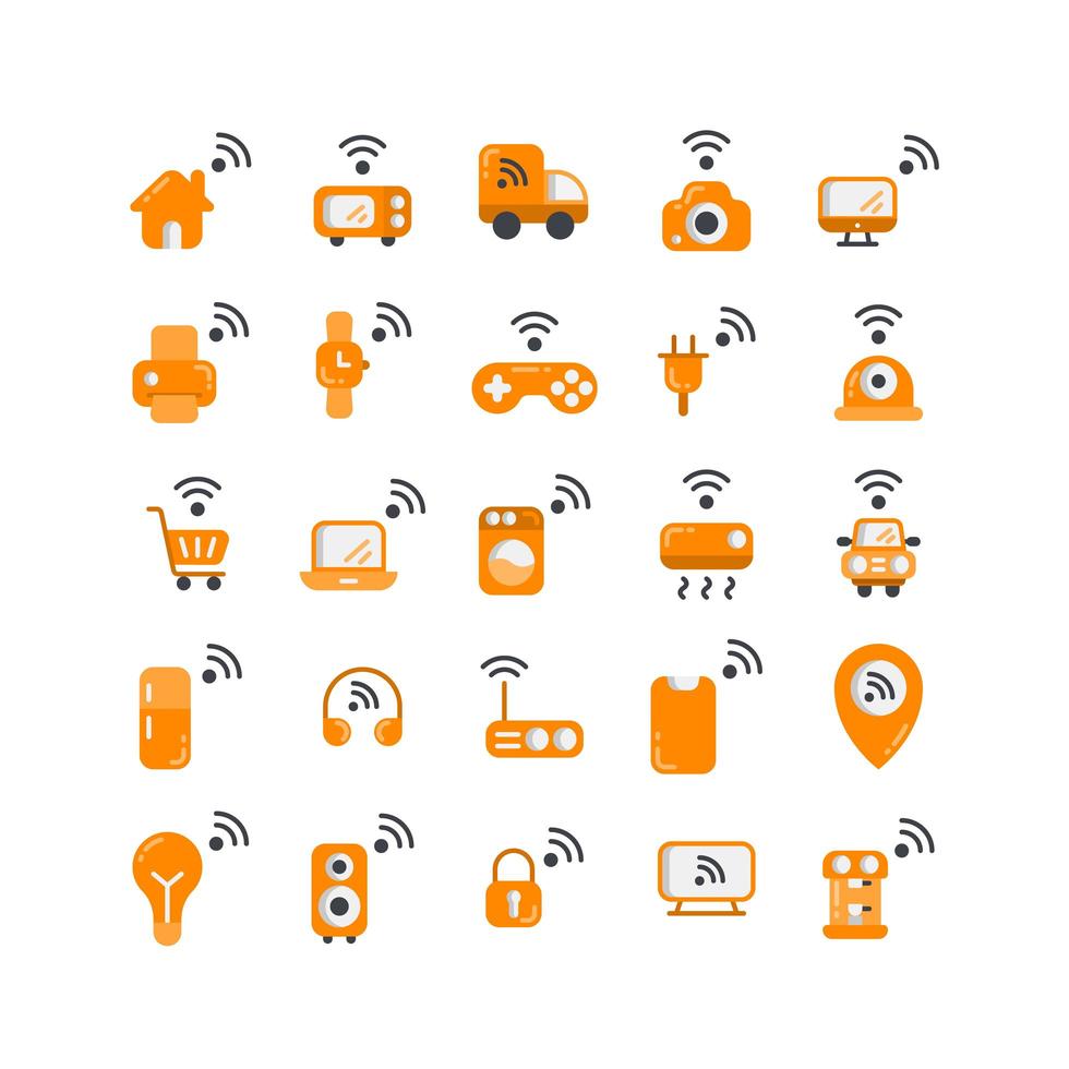 Internet of Things flat icon set. Vector and Illustration.