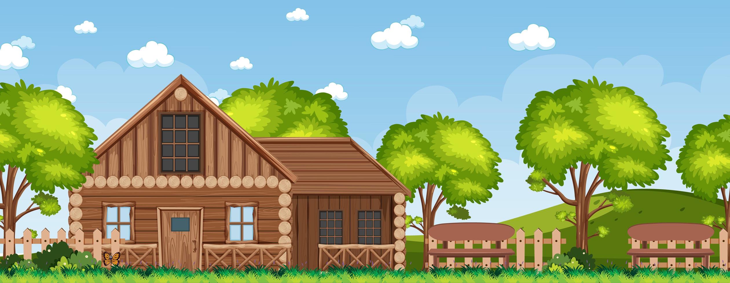 Rural countryside home landscape vector