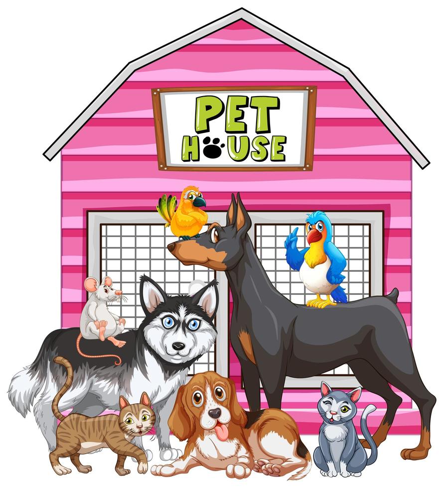 Group of pet on white background vector