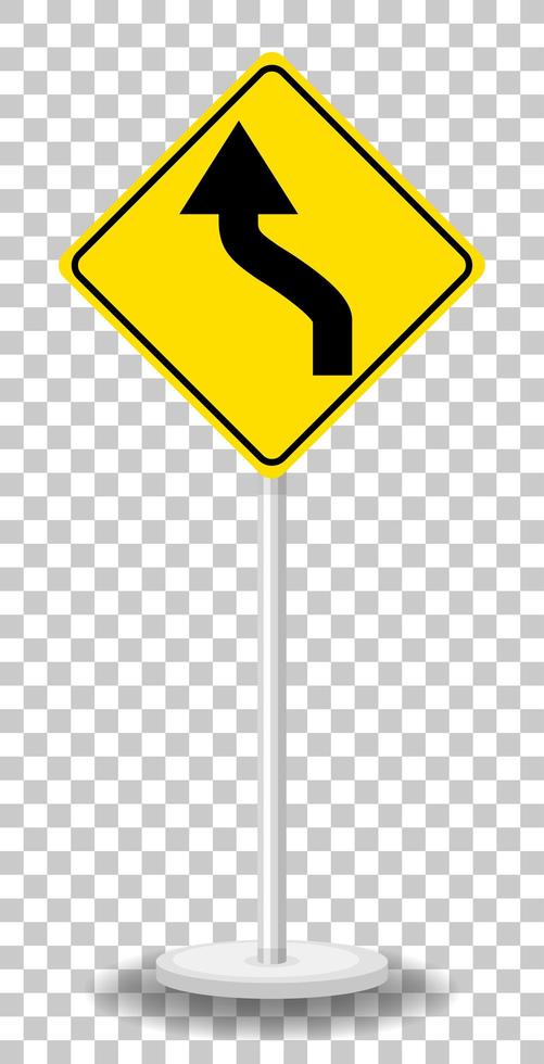 Yellow traffic warning sign on transparent background vector