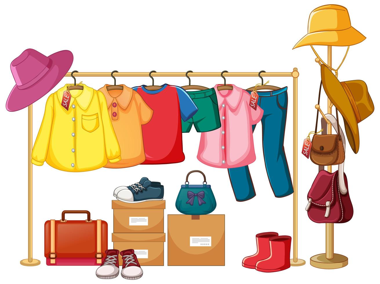 Isolated clothes on the rack display vector