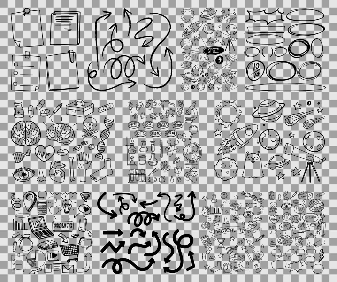 Set of object and symbol hand drawn doodles vector
