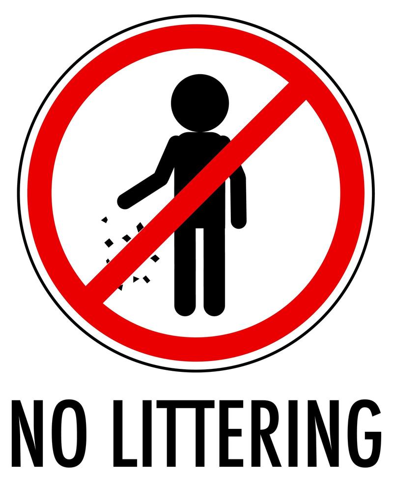 No tirar basura aislado sobre fondo blanco. vector