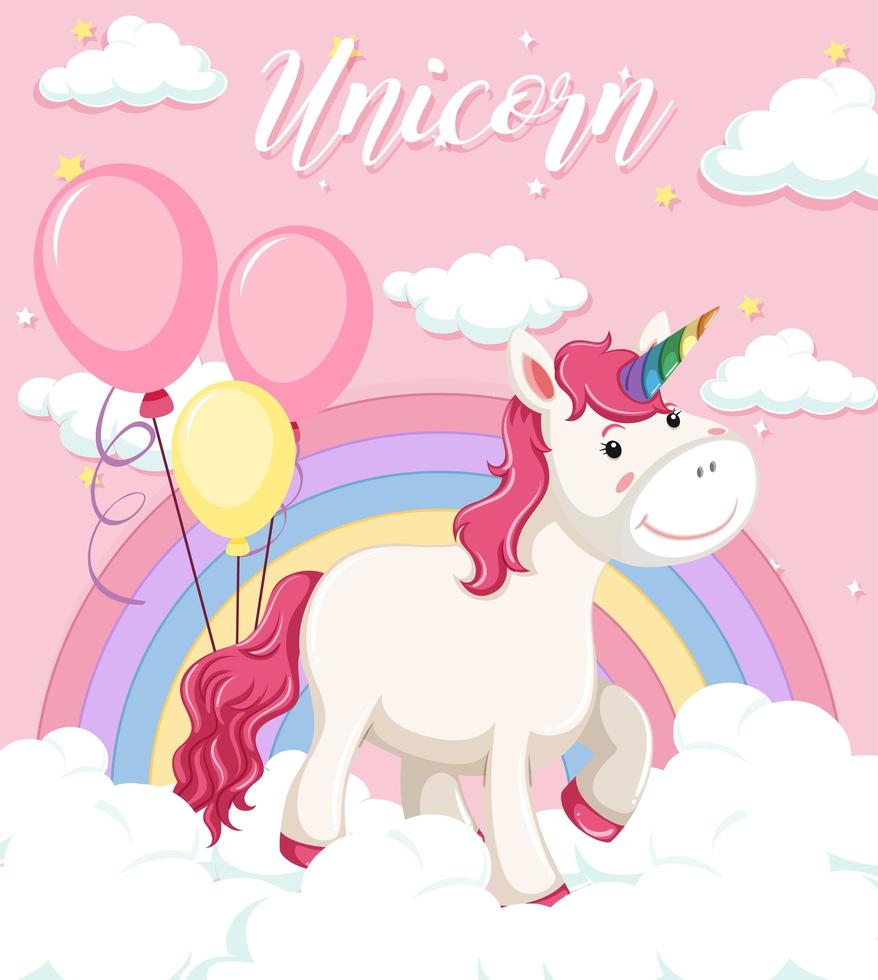 Cute unicorn on pastel color background vector