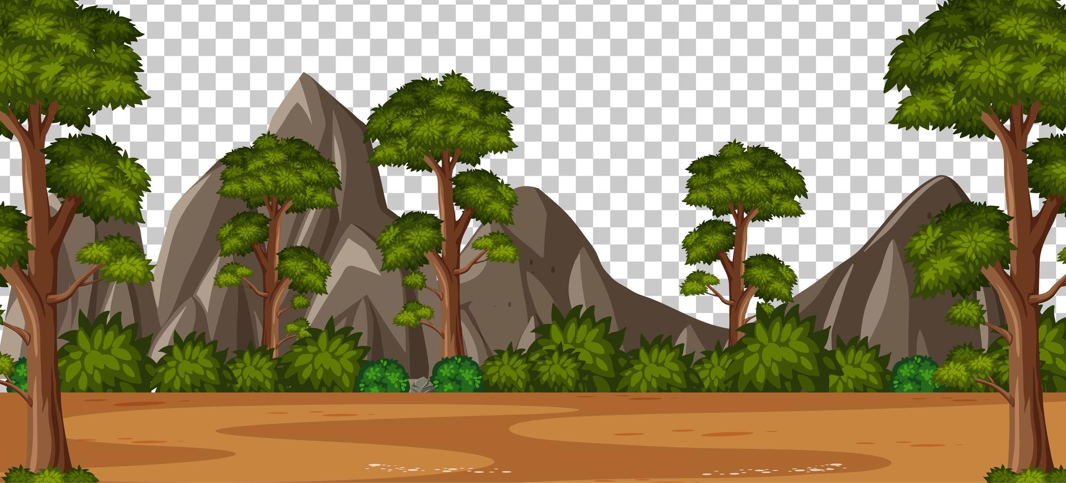 paisaje de escena de parque natural en blanco sobre fondo transparente vector