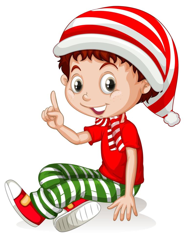 Cute boy wearing Christmas costumes cartoon character vector