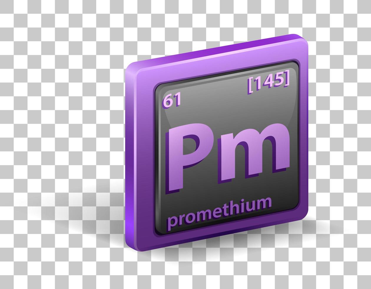 Promethium chemical element. Chemical symbol with atomic number and atomic mass. vector