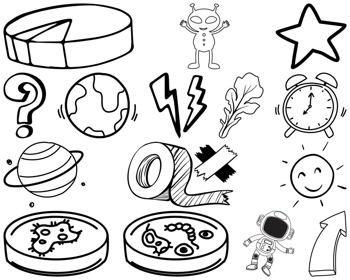 Set of item and symbol hand drawn doodle vector