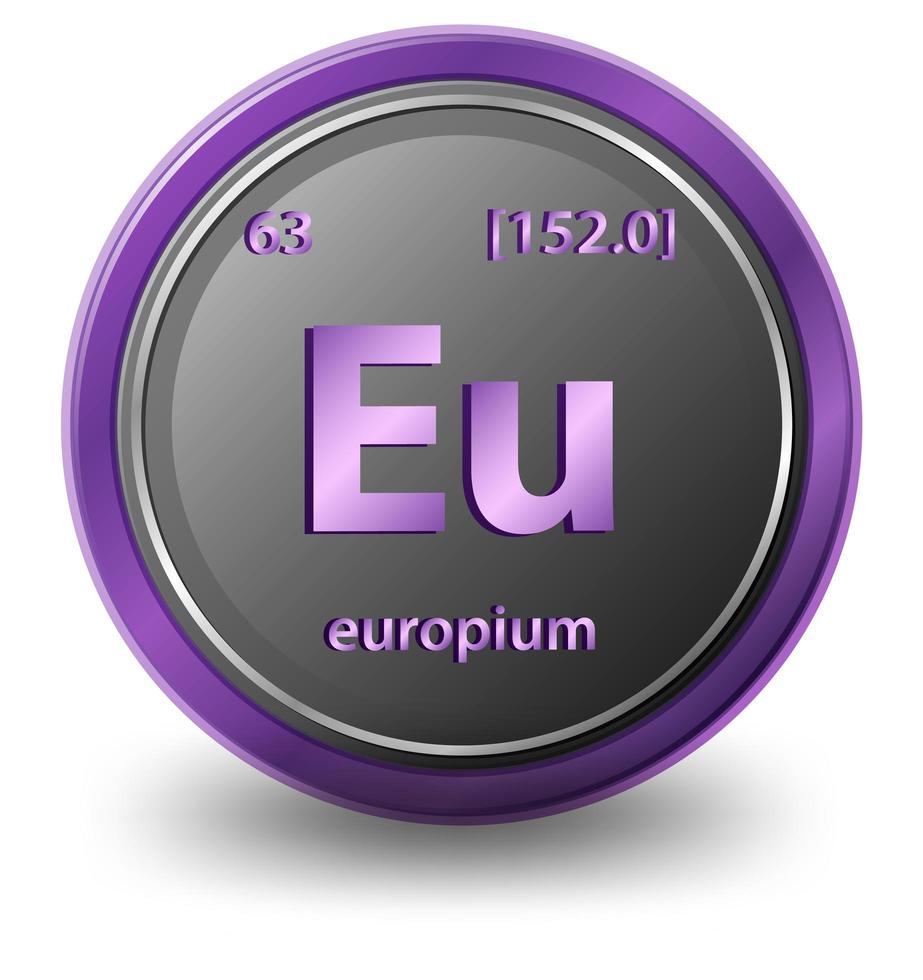 Europium chemical element. Chemical symbol with atomic number and atomic mass. vector