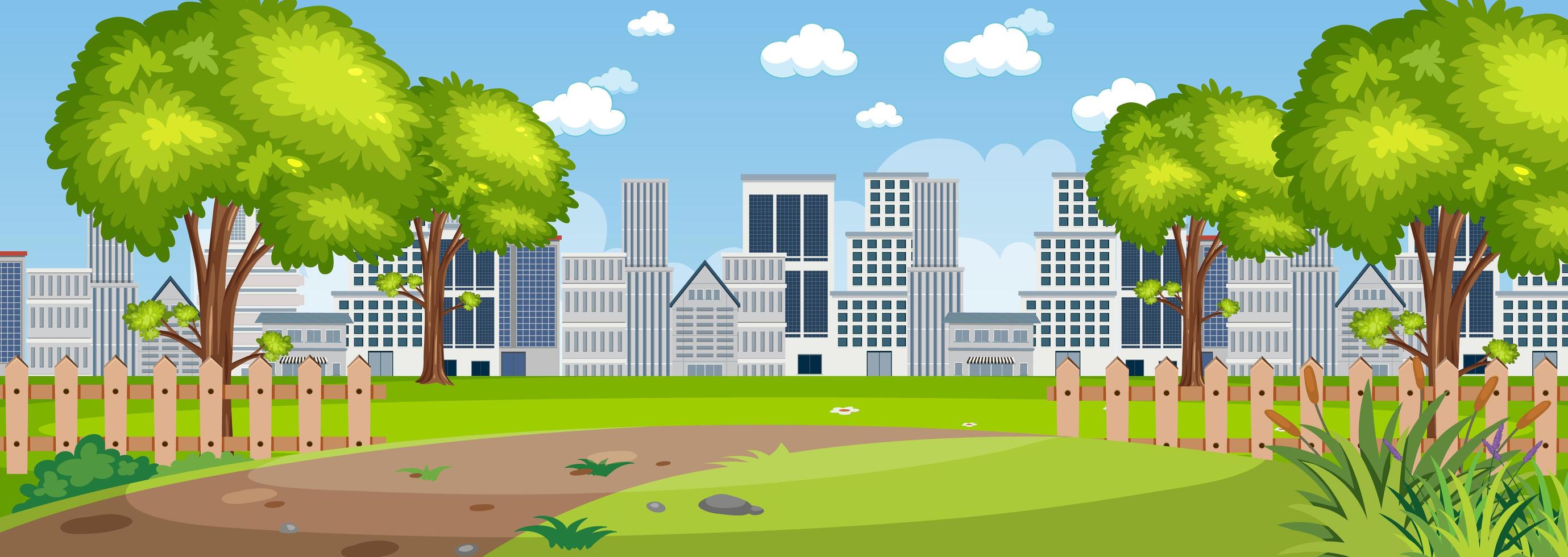 City scene from the park view vector