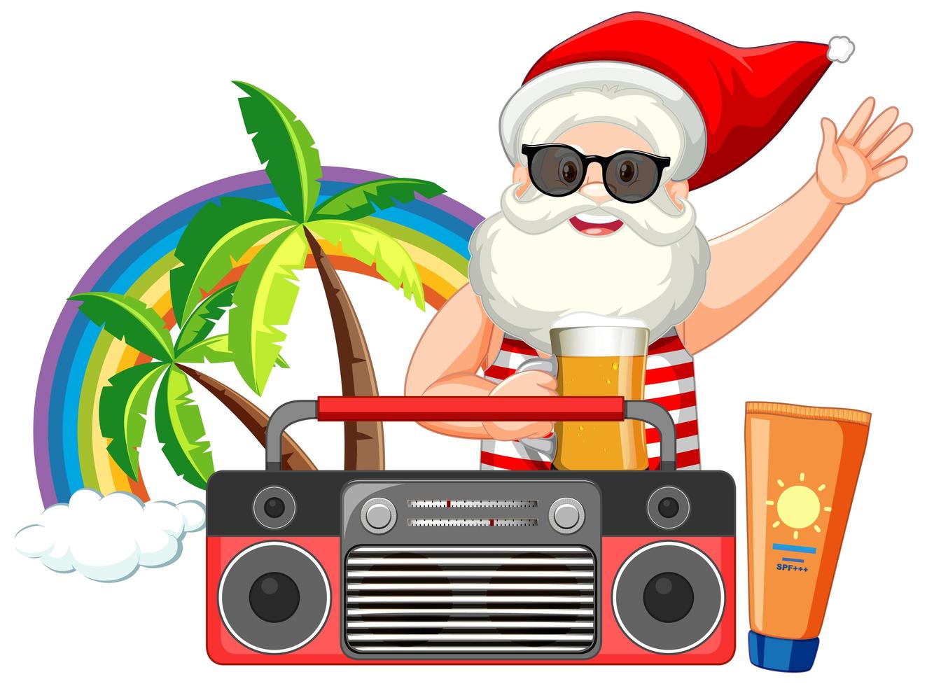 Santa Claus cartoon character in beach summer element vector