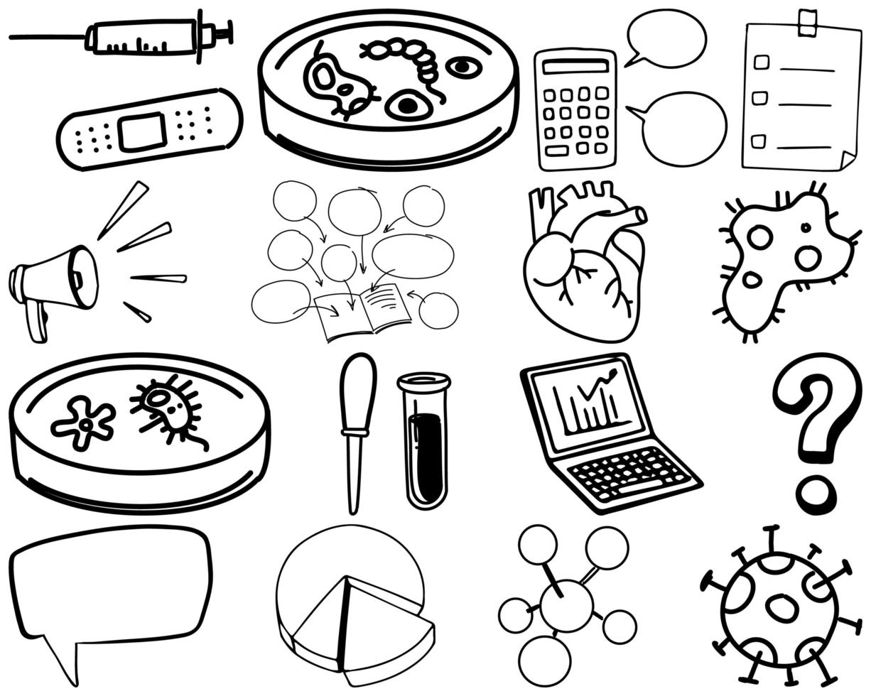 Set of item and symbol hand drawn doodle vector