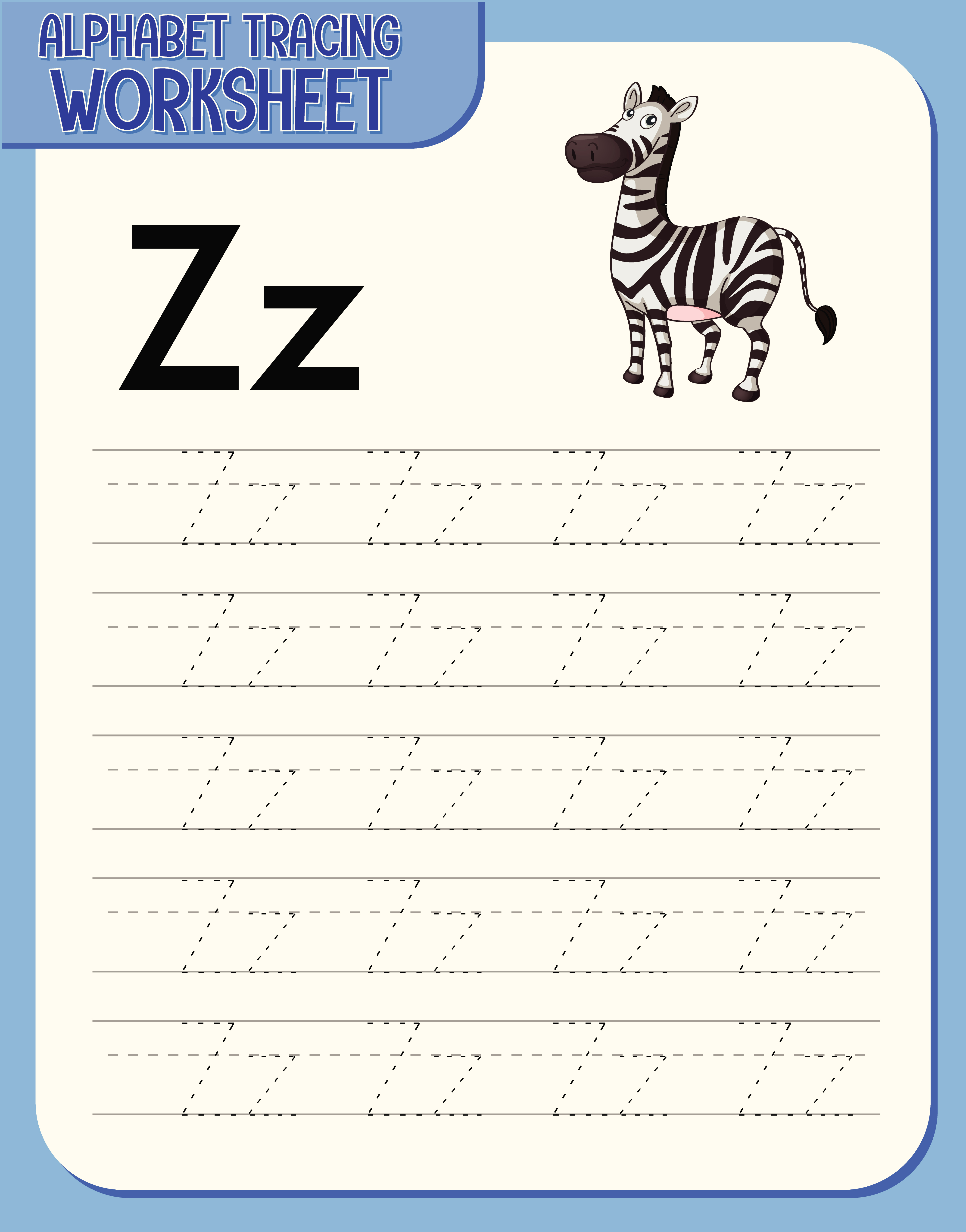 alphabet tracing worksheet with letter z and z 1868690 vector art at vecteezy