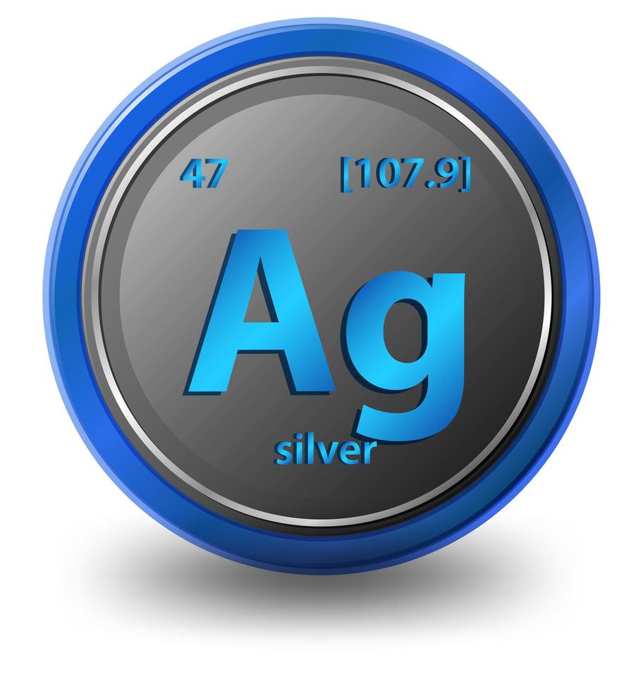 Silver chemical element. Chemical symbol with atomic number and atomic mass. vector