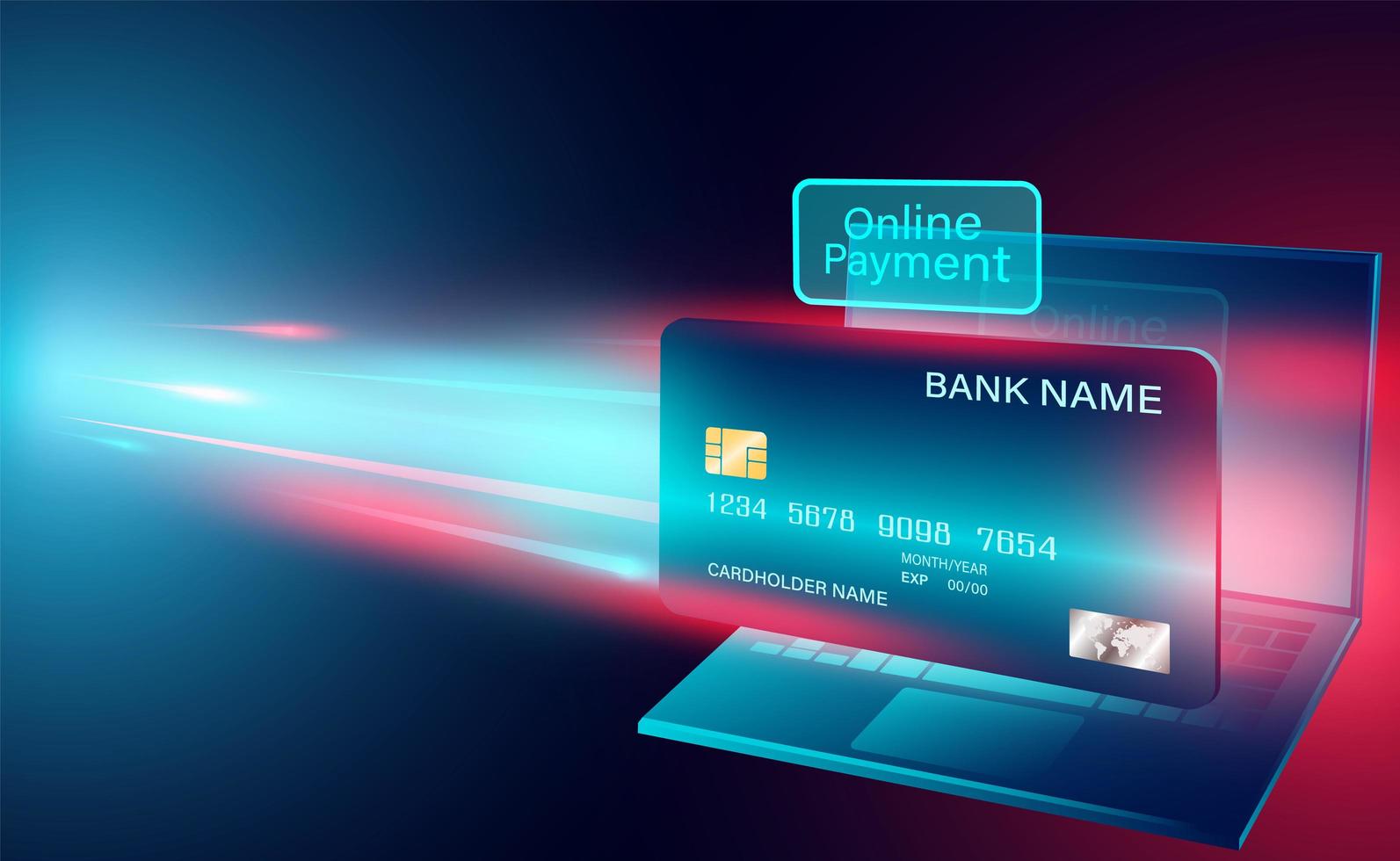 banner de concepto de pago en línea con tarjeta de crédito vector
