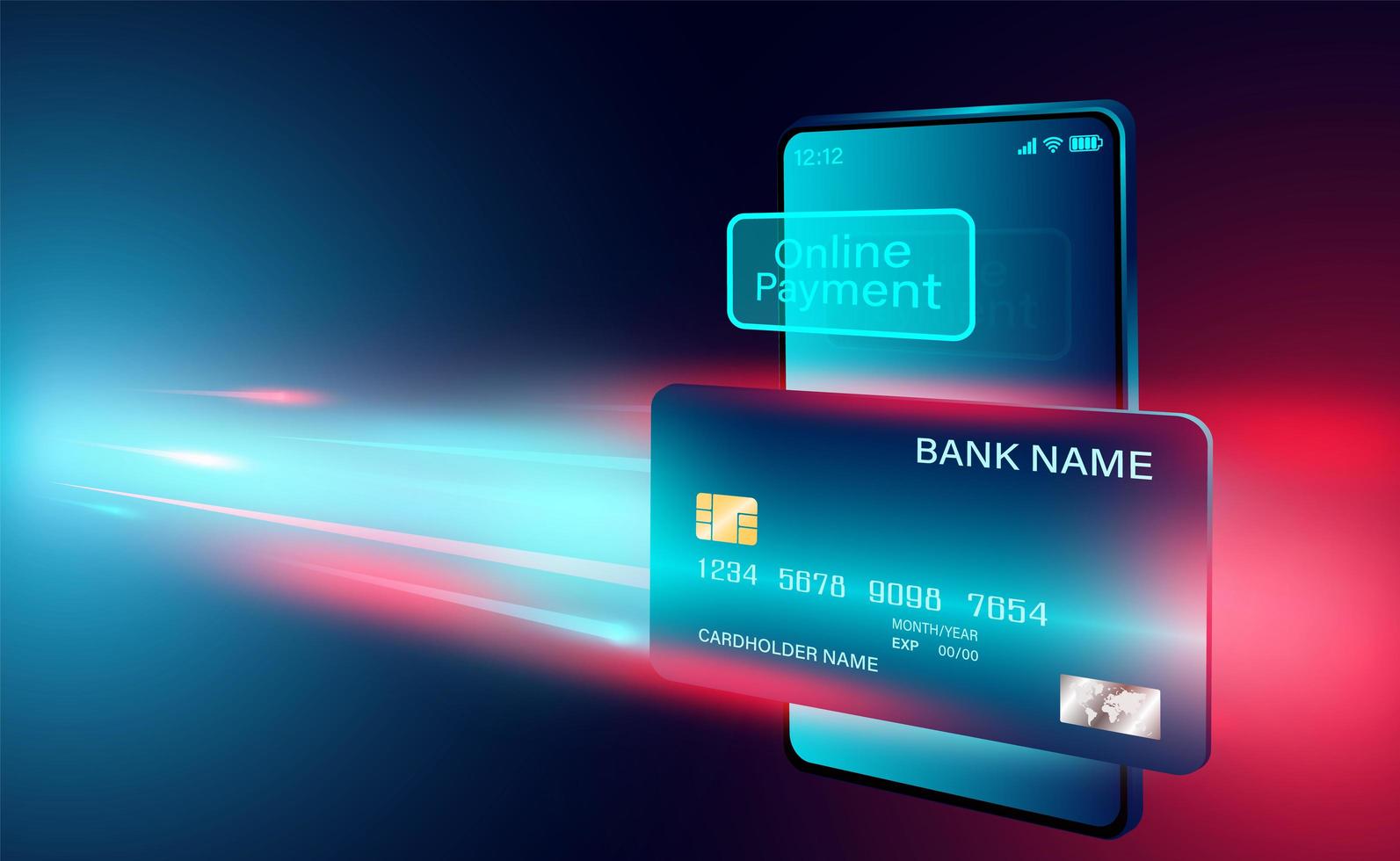 banner de concepto de pago en línea con tarjeta de crédito vector