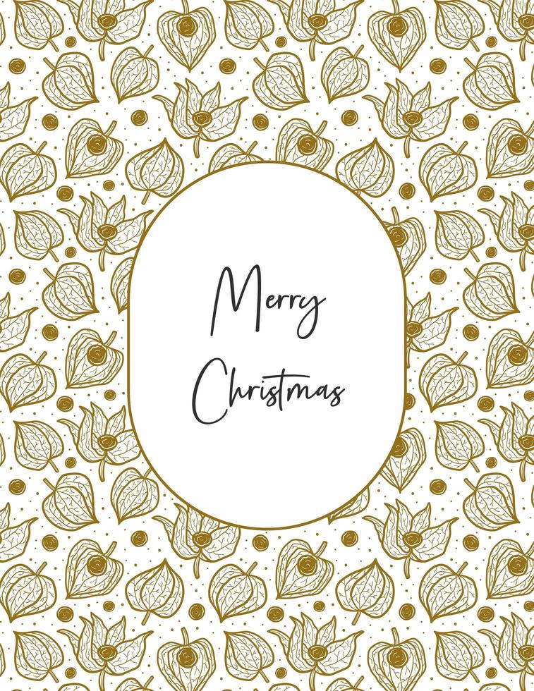 Merry Christmas. Physalis winter cherry seamless pattern texture background. vector