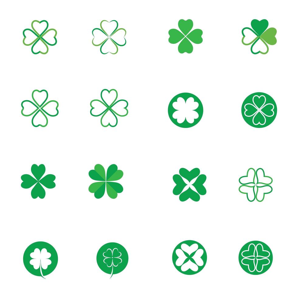 conjunto de iconos de trébol verde vector