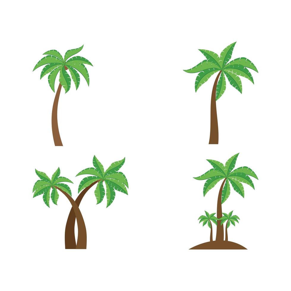 conjunto de iconos de verano de palmera vector