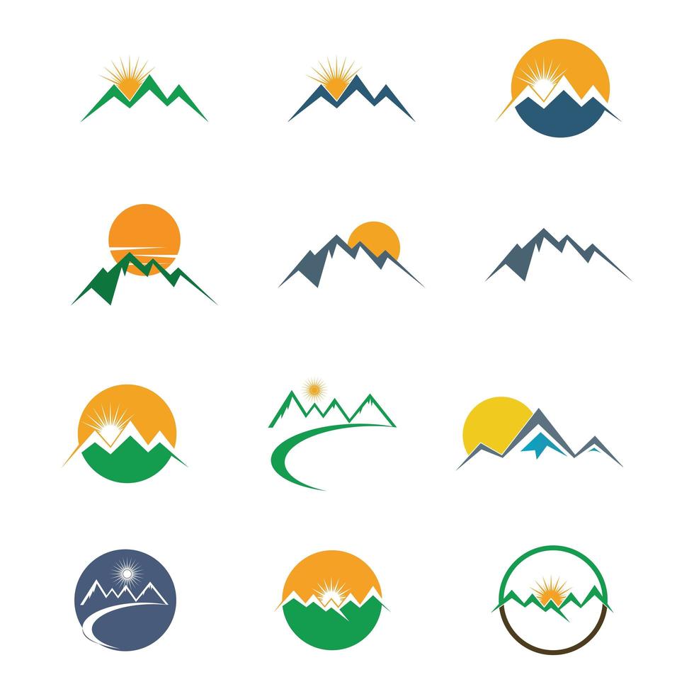 Mountain icon logo set vector