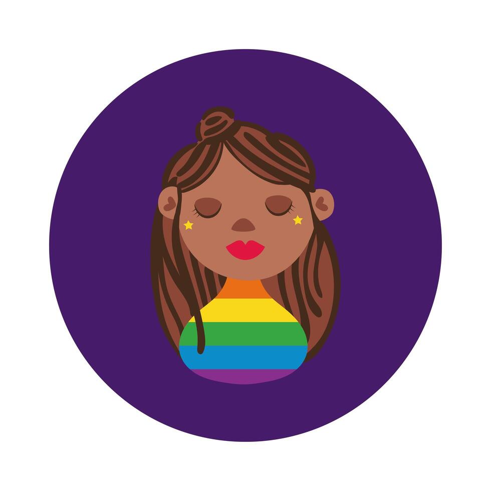 black lesbian character gay pride block style vector