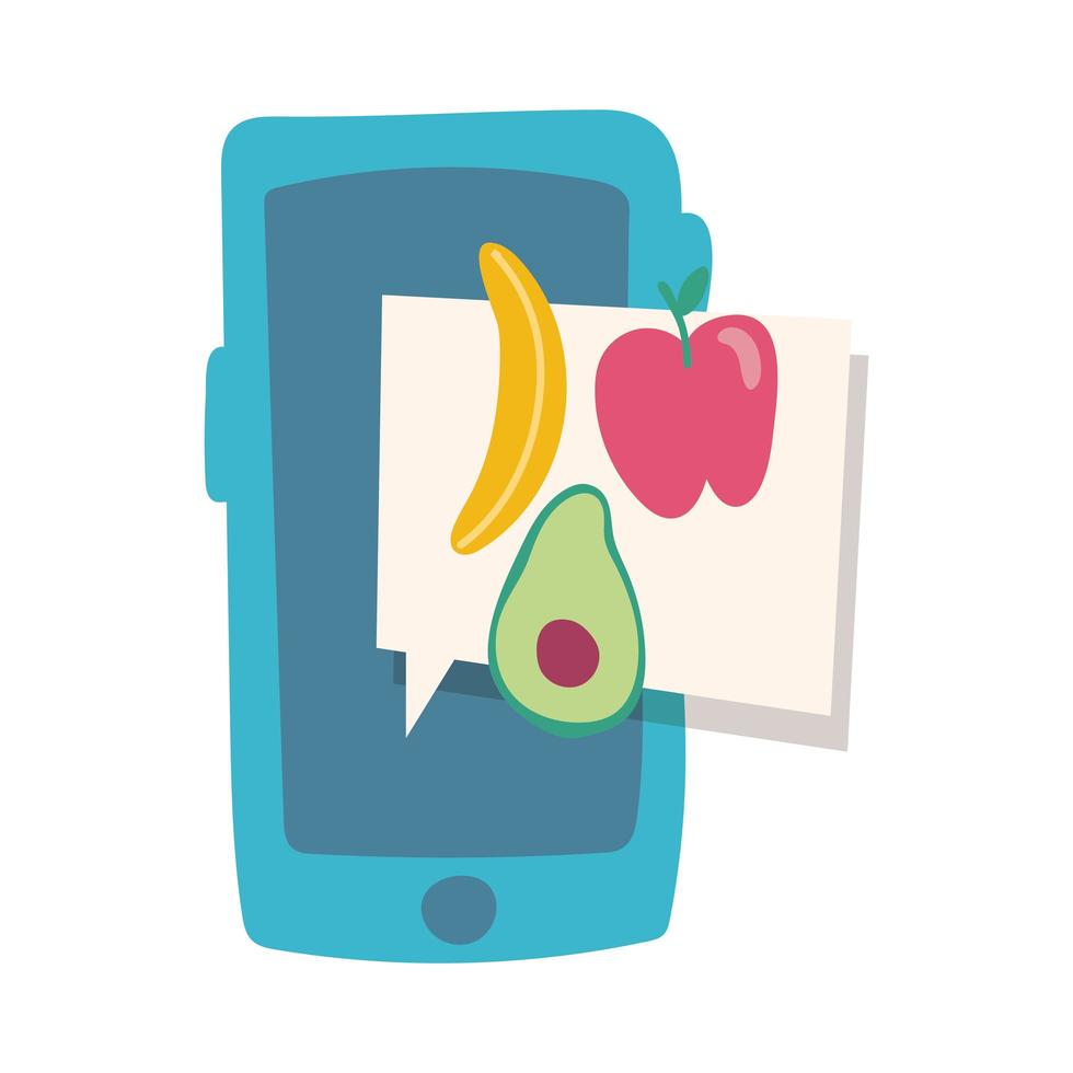 smartphone with vegetables flat style vector