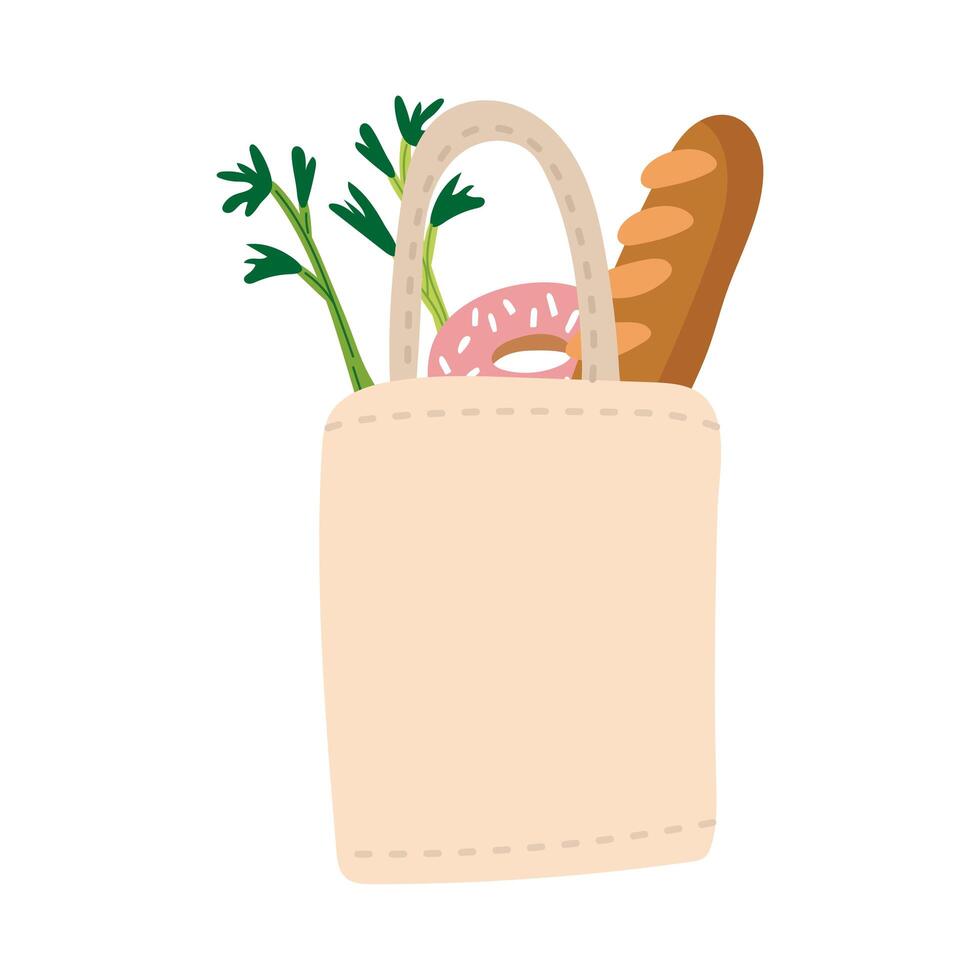 groceries in bag free form style vector