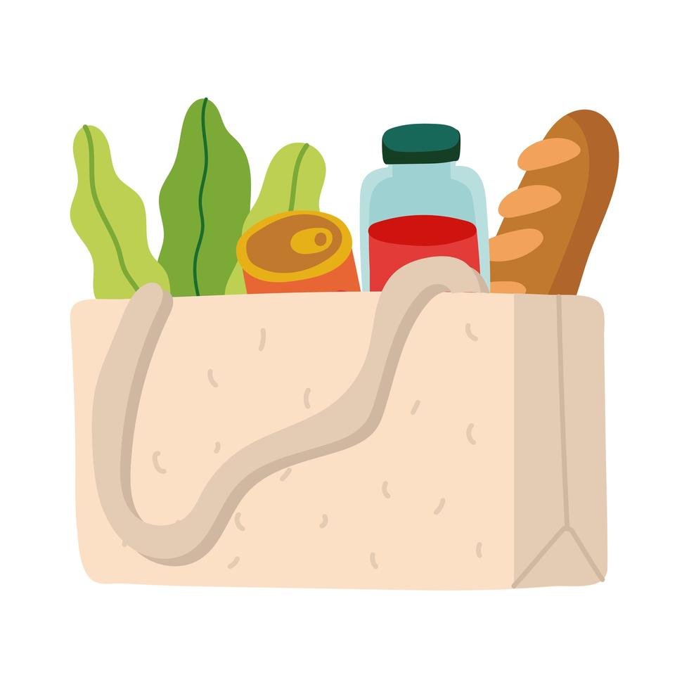 groceries in bag free form style vector