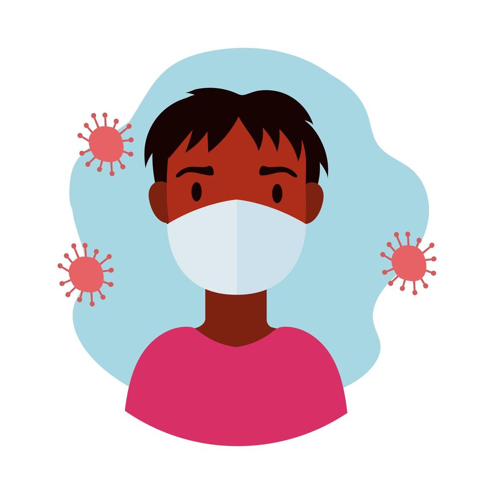 hindu man wearing medical mask block style vector