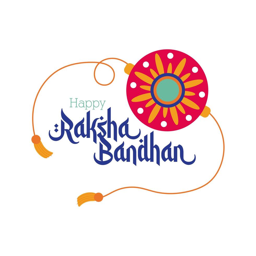 happy raksha bandhan flower wristband accessory flat style vector