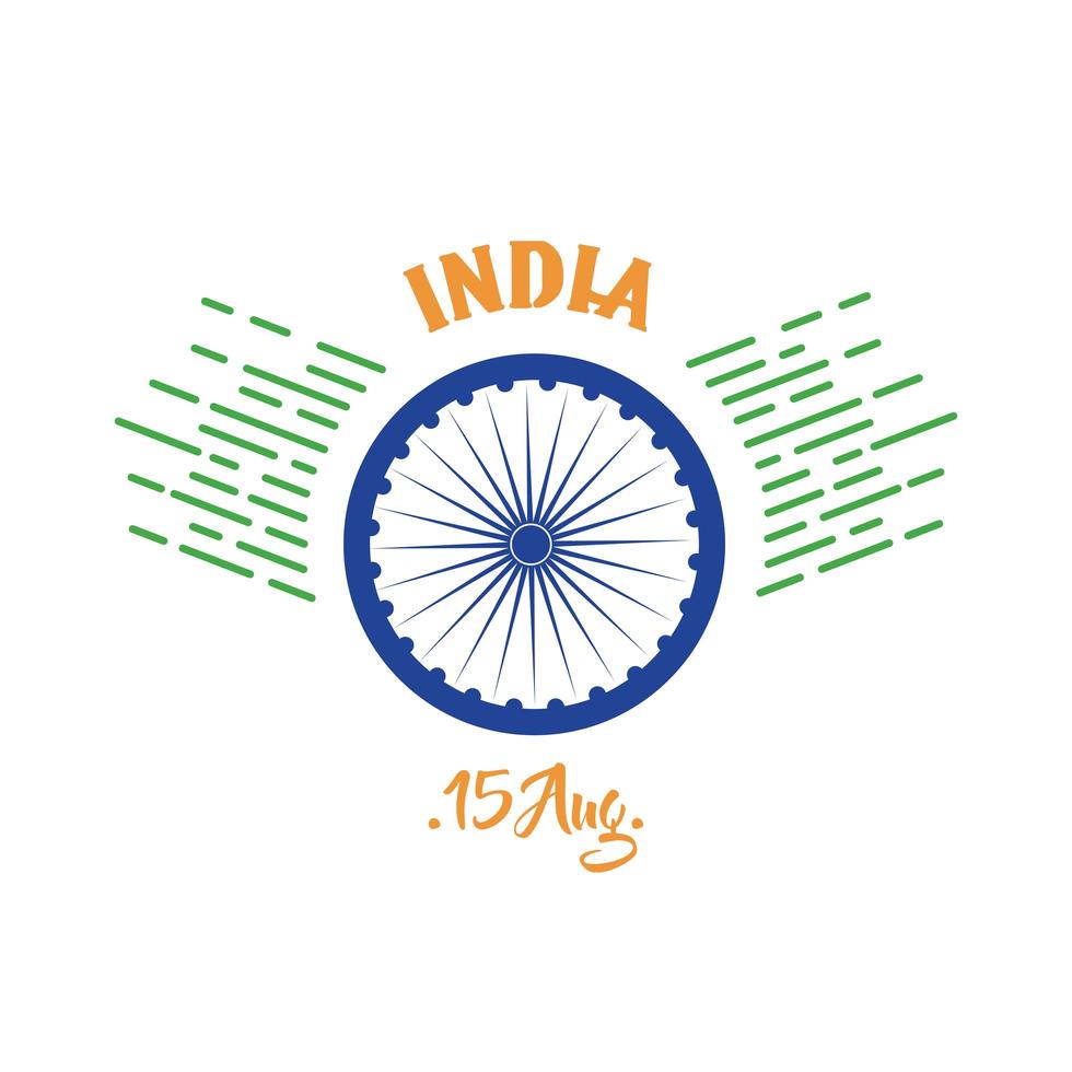 india independence day celebration with ashoka chakra flat style vector