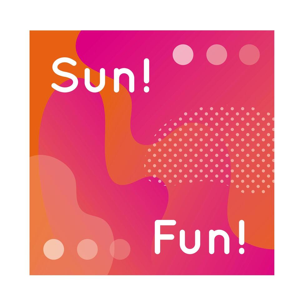 sun fun colorful banner with lettering vector