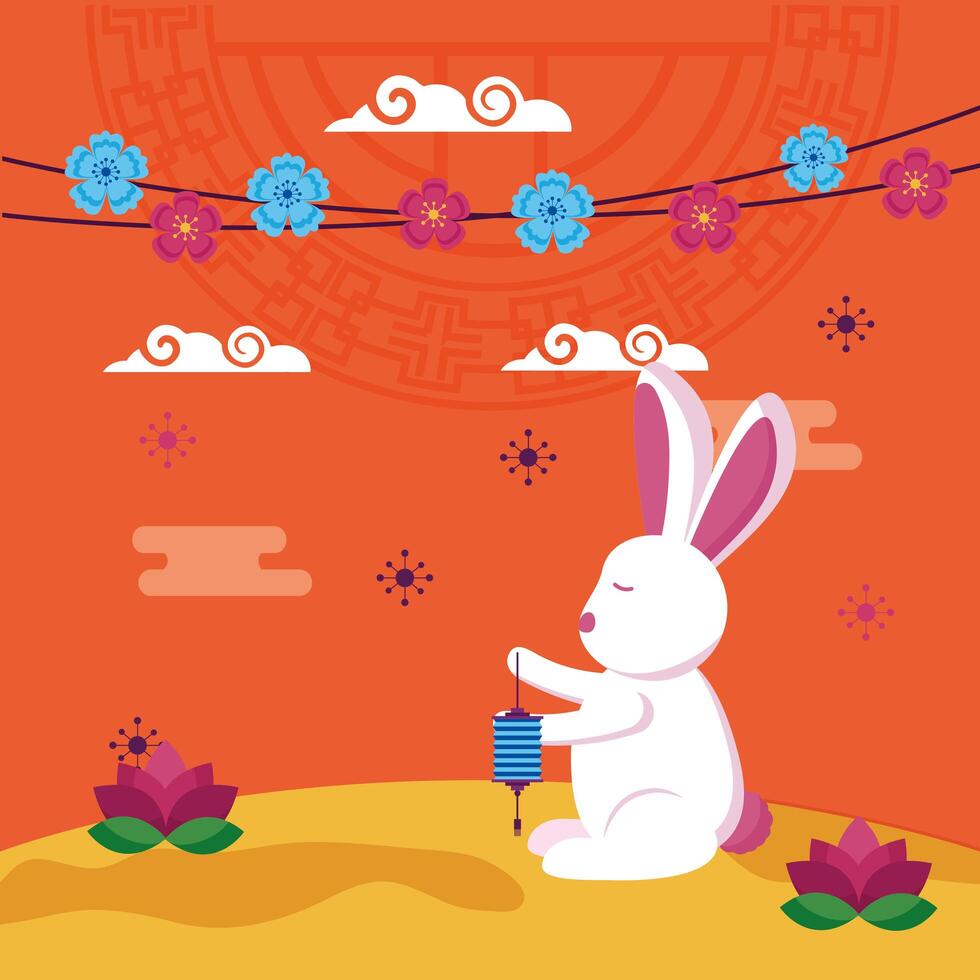 Rabbit of mid autumn festival vector design