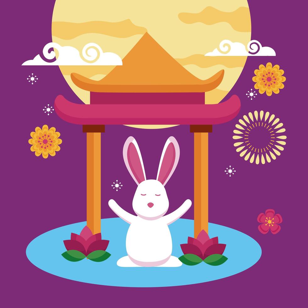 Rabbit of mid autumn festival vector design